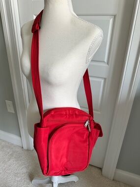 DayMakers Santa Barbara Anti-Theft Crossbody Bag Red Nylon Travel RFID Security